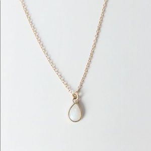 Zoe Chicco Tiny Dainty Gold Opal Teardrop Charm Necklace 14k gold